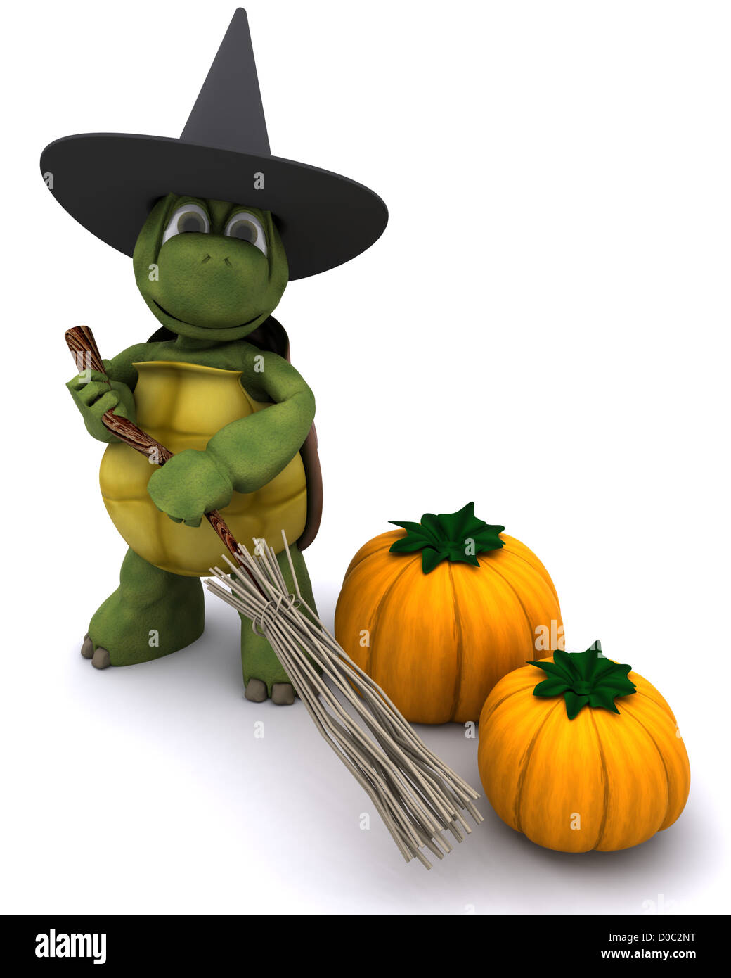 3D Rendern einer Schildkröte als eine Hexe für Halloween verkleidet Stockfoto