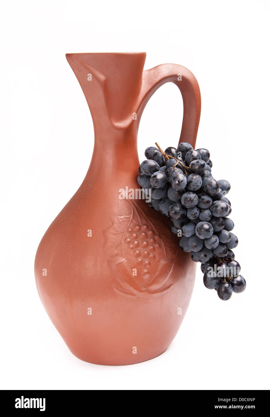 traditionellen Tonkrug für Wein mit Weintraube Stockfoto