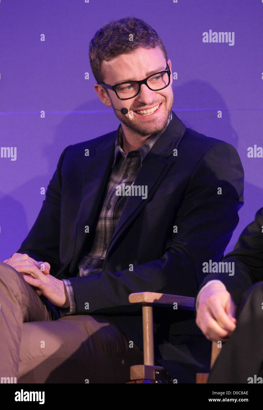 Justin Timberlake "The Social Network" Besetzung halten eine Q&A Sitzung im Apple Store auf der Londoner Regent Street London, England- Stockfoto