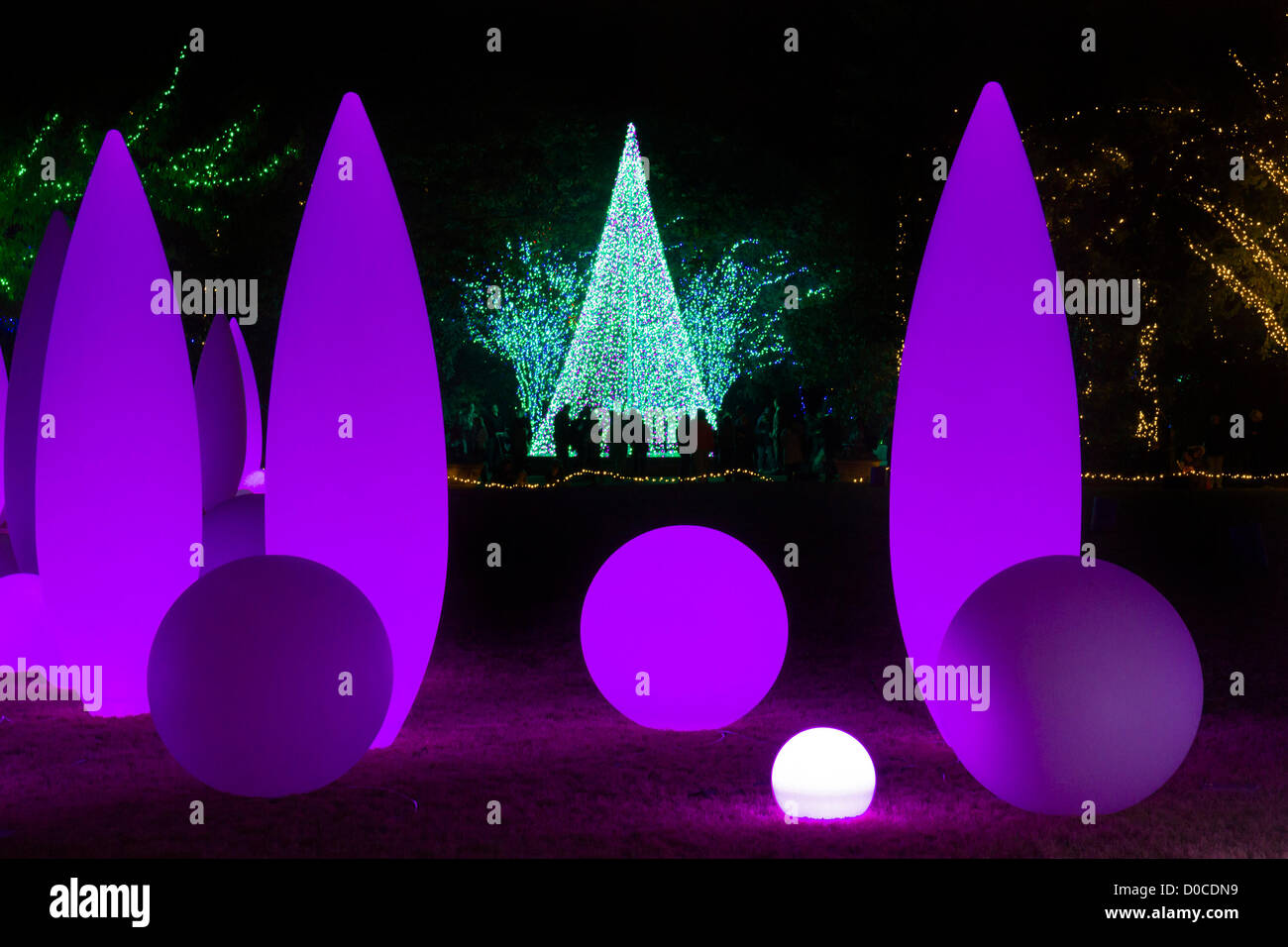 Atlanta Botanischer Garten (Georgia, USA) Urlaub Weihnachtsbeleuchtung am 19. November 2012 ins Leben gerufen. Faszinierende Beleuchtung Dekorationen mit musikalischer Begleitung befinden sich über das Gelände und zieht Tausende von Besuchern. Die Veranstaltung wird bis 5. Januar 2013 fortgesetzt. Stockfoto