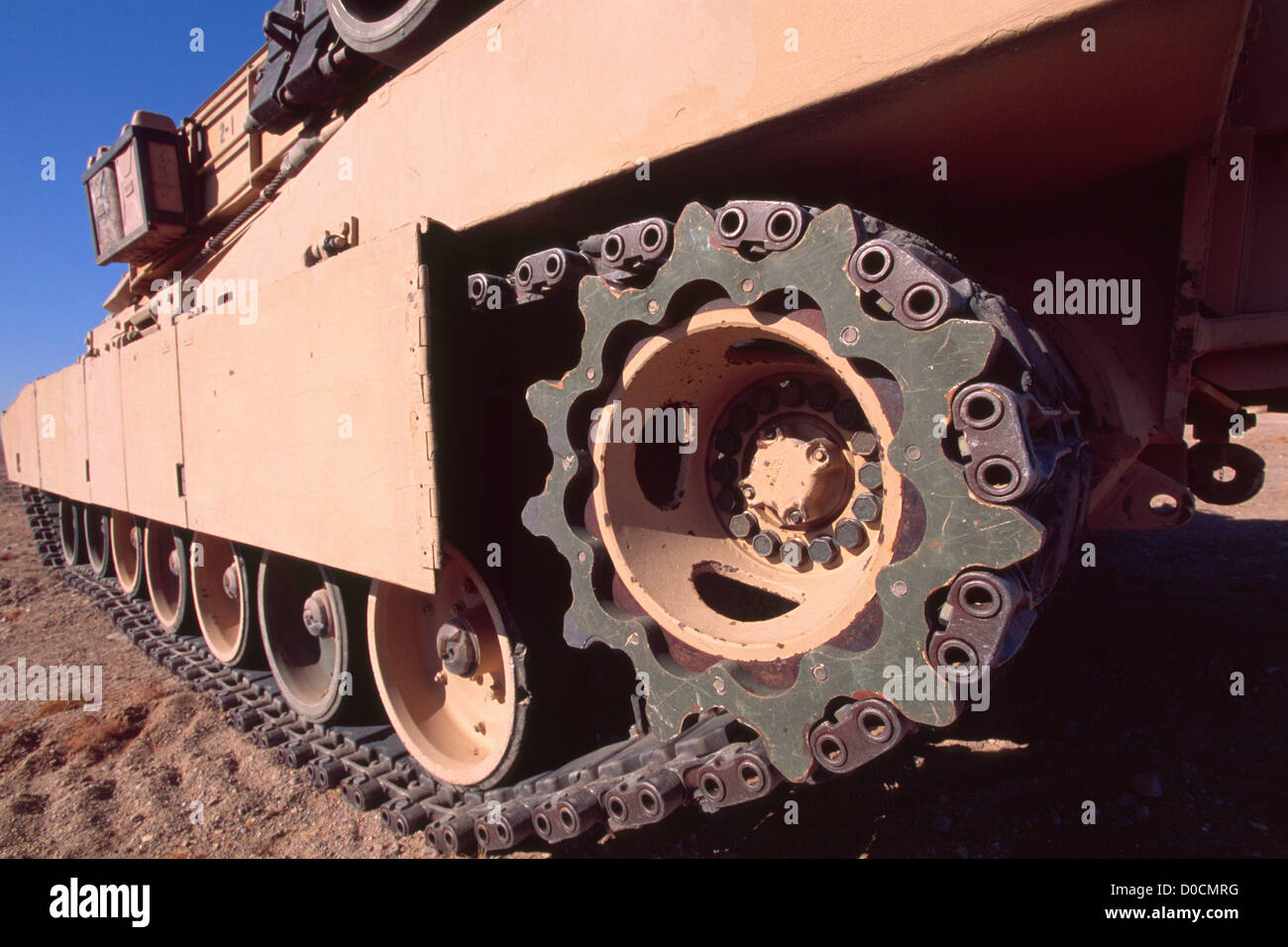 Detail des Titels der M1A1 Abrams Kampfpanzer Stockfoto