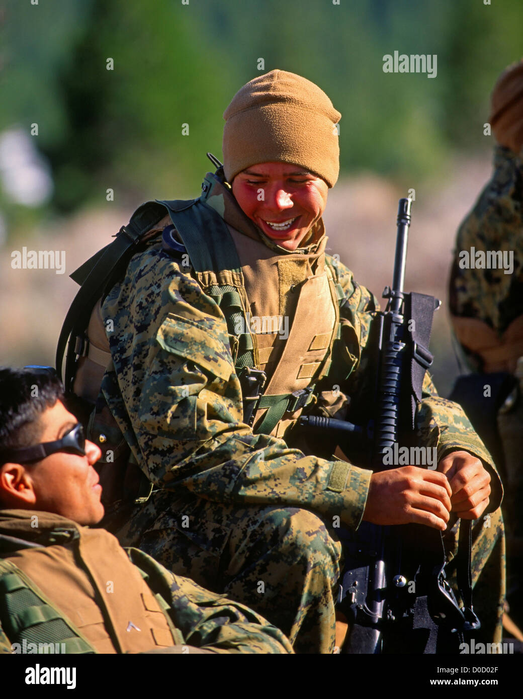 Marines in Ruhe nach einem Berg Warfare Training-Betrieb Stockfoto