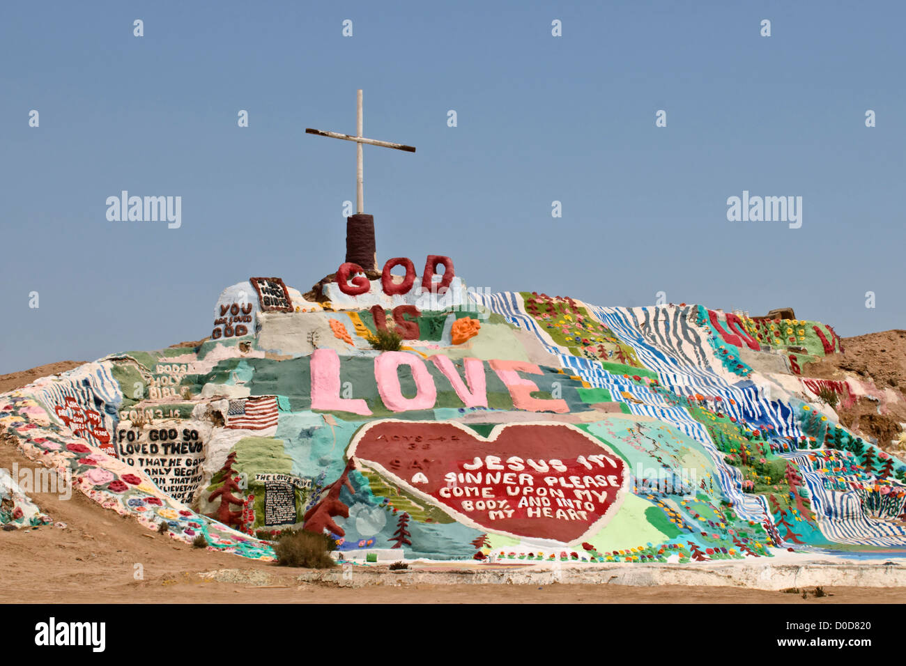 Salvation Mountain bei Slab City Stockfoto