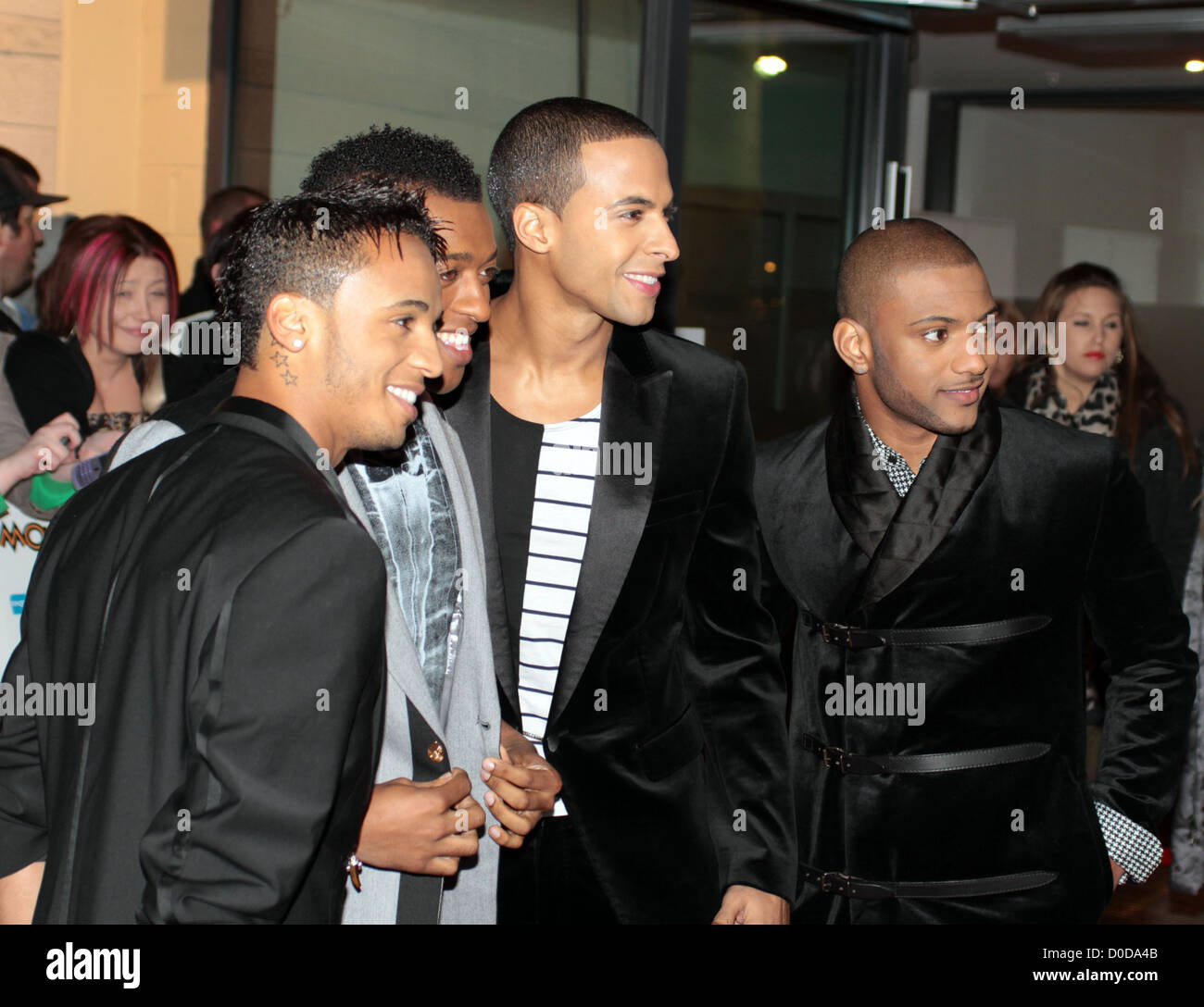 Aston Merrygold, Ortis Williams, Marvin Humes und Jonathan "JB" Gill von JLS MOBO Awards 2010 anlässlich der Echo Arena Liverpool, Stockfoto
