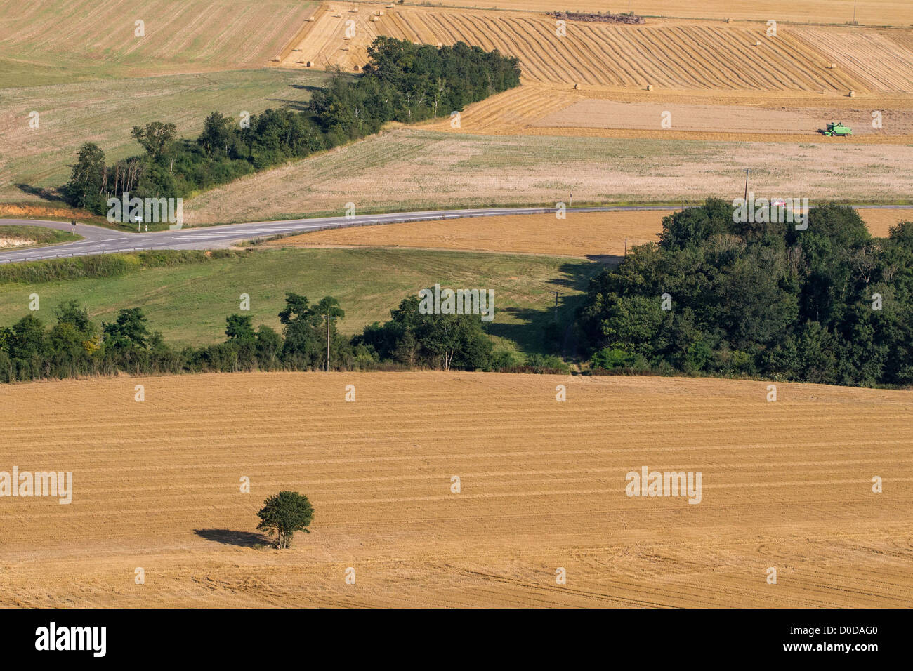 WEIZEN-FELDER NACH DER ERNTE EURE VALLEY REGION PACY-SUR-EURE EURE (27) NORMANDIE FRANKREICH Stockfoto