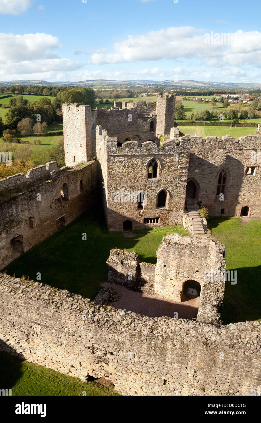 Im 11. Jahrhundert mittelalterliche ruiniert Ludlow Castle, Ludlow Shropshire UK Stockfoto
