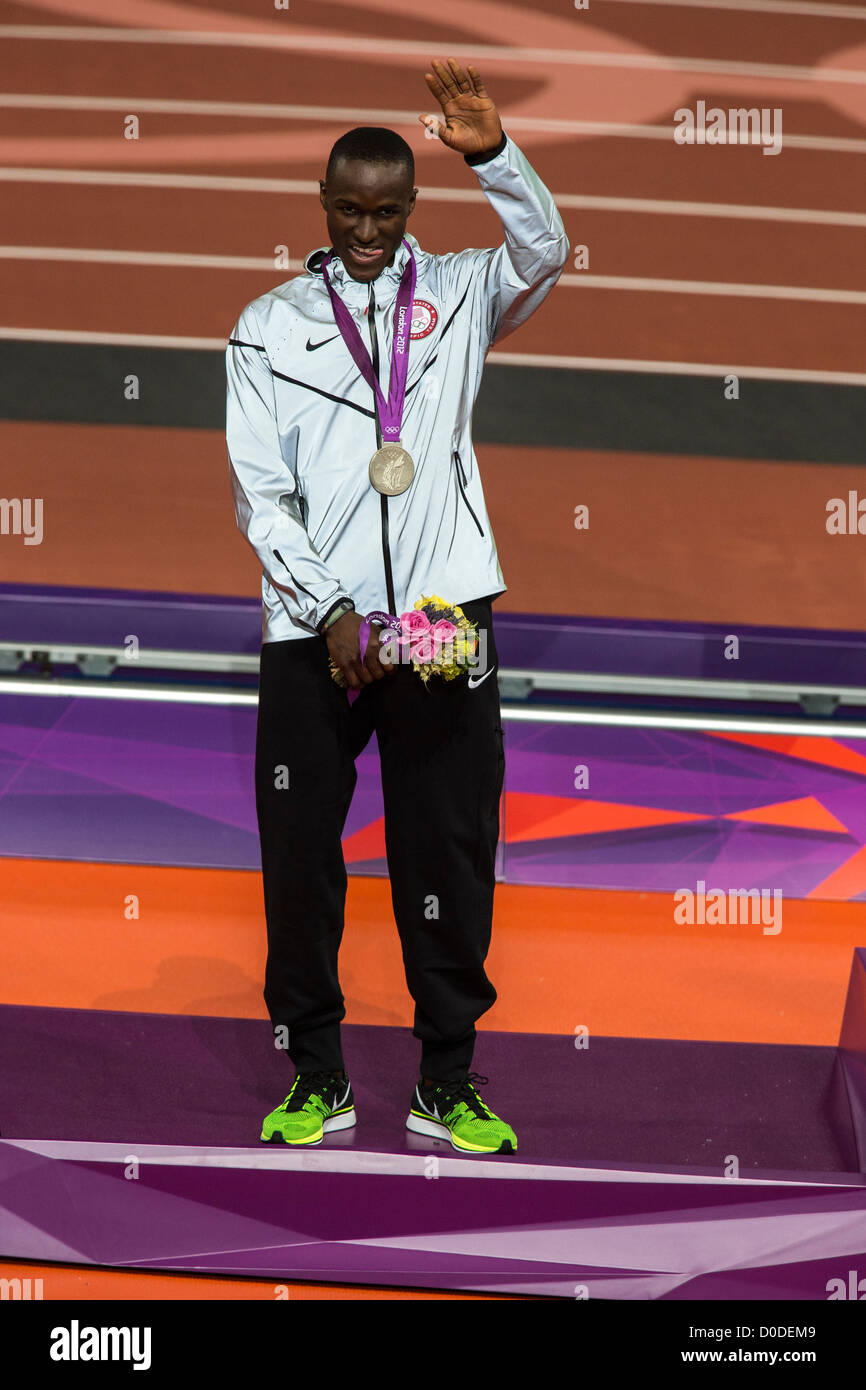 Willen Claye (USA) die Silbermedaille im Dreisprung der Männer bei den Olympischen Sommerspielen 2012 in London Stockfoto