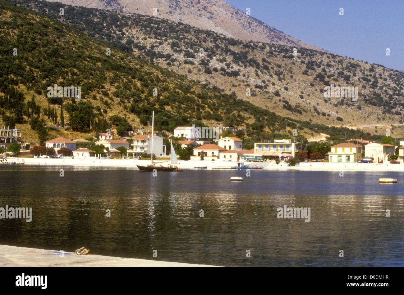 Insel Kephallonia oder Kefallonia, Strände, Hafen Fiskardo, Assos, Myrtos Strand, Zypressen, Landschaften, Seestücke, Griechenland Stockfoto