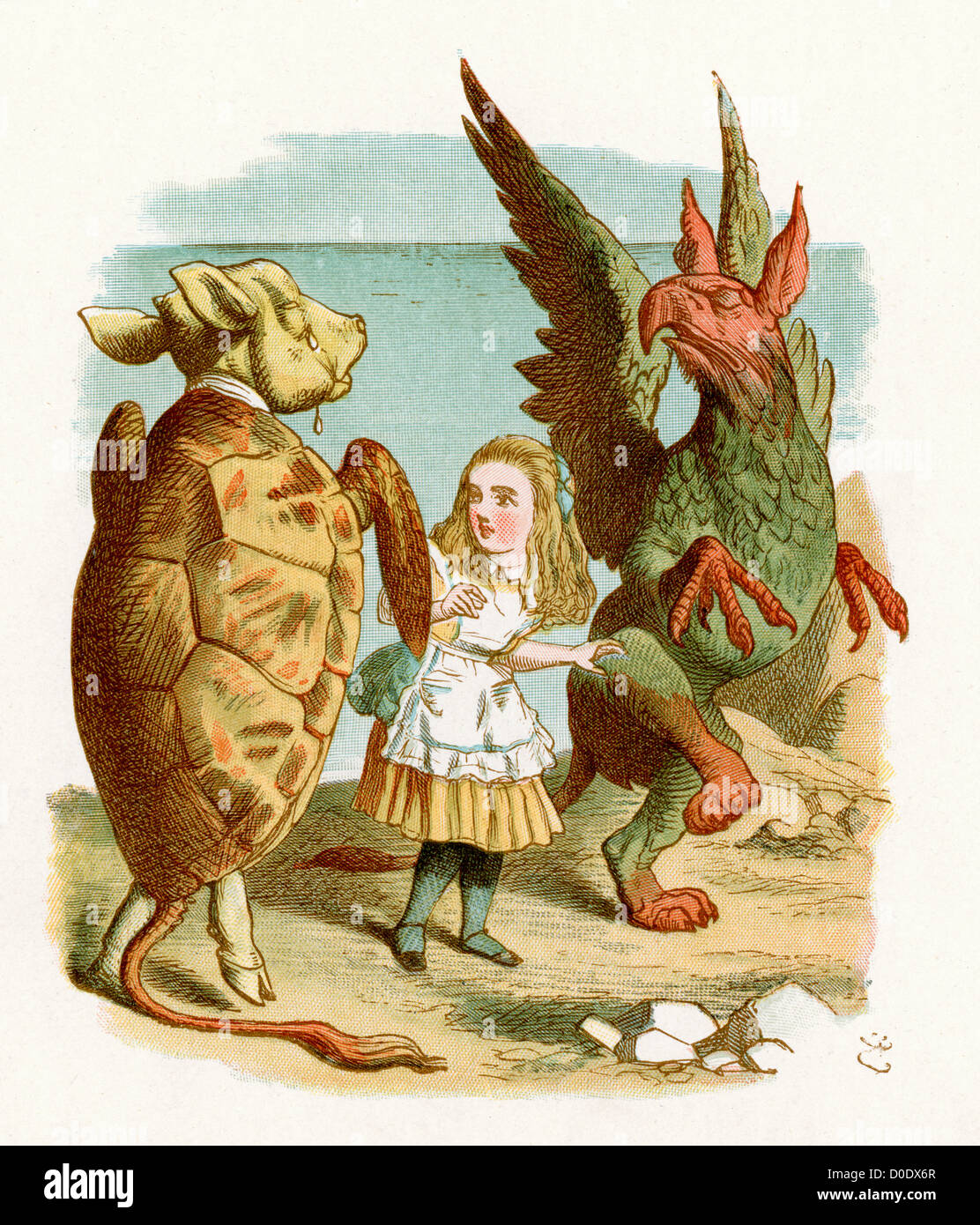 Der Greif und Mock Turtle von Lewis Carroll Geschichte Alice im Wunderland, Illustration von Sir John Tenniel, 1871 Stockfoto
