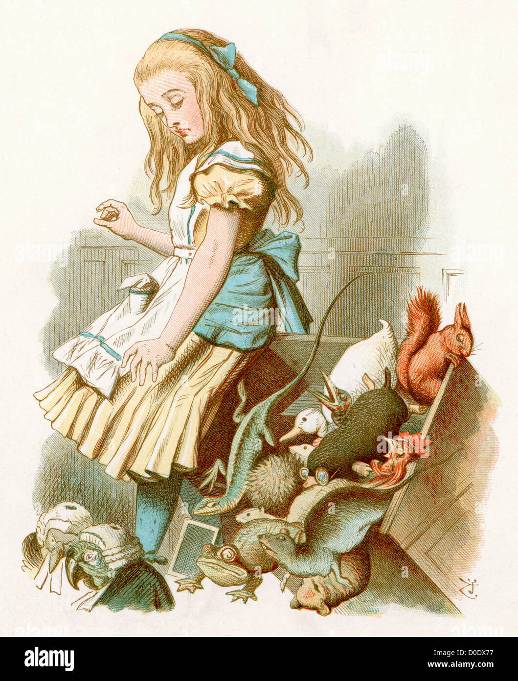 Wer hat die Törtchen gestohlen? von Lewis Carroll Geschichte Alice im Wunderland, Illustration von Sir John Tenniel, 1871 Stockfoto