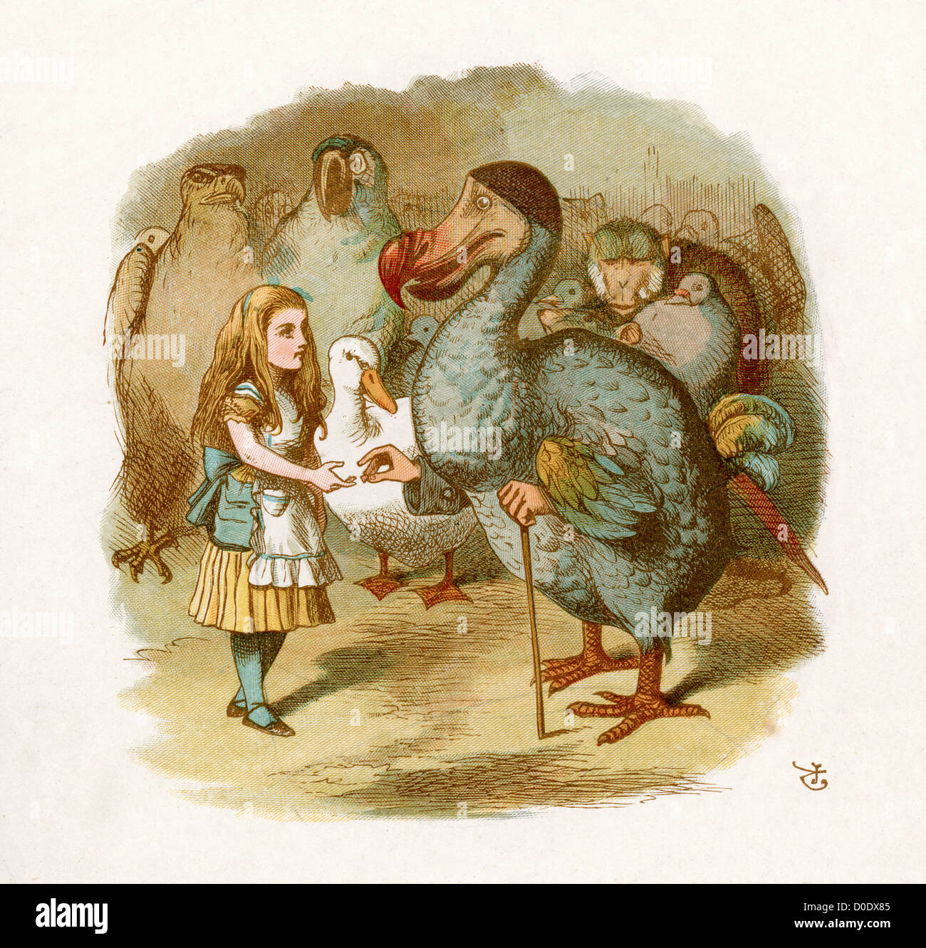 Alice und der Dodo von Lewis Carroll Geschichte Alice im Wunderland, Illustration von Sir John Tenniel, 1871 Stockfoto
