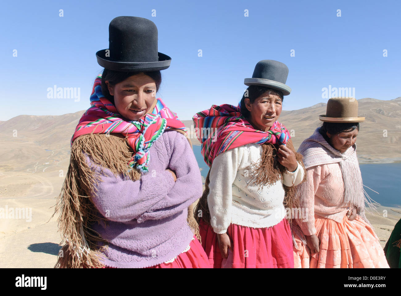 Aymara Frauen in der Cordillera Real. Stockfoto