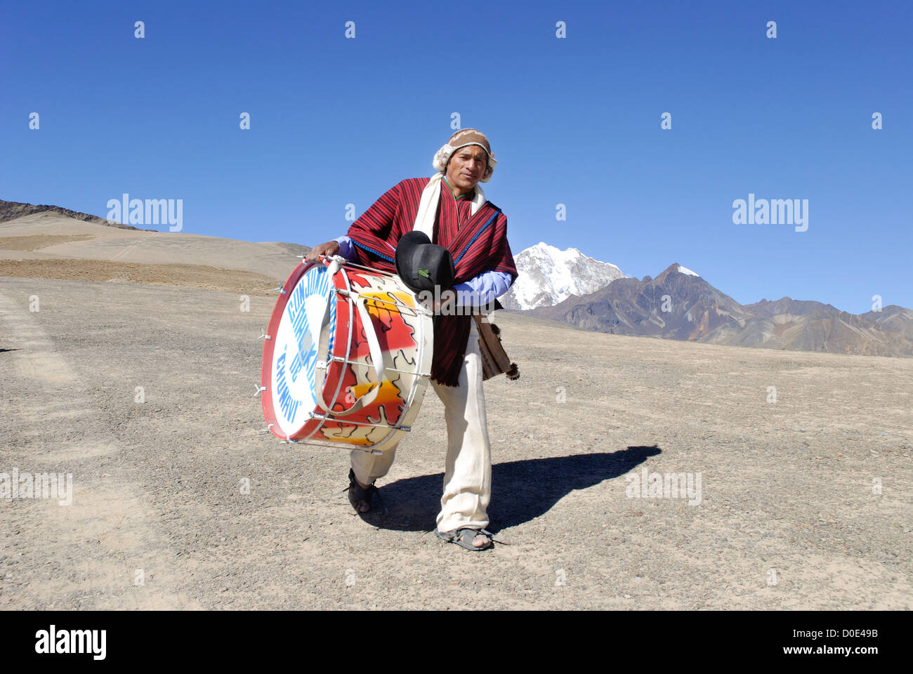 Musiker in der Cordillera Real Stockfoto