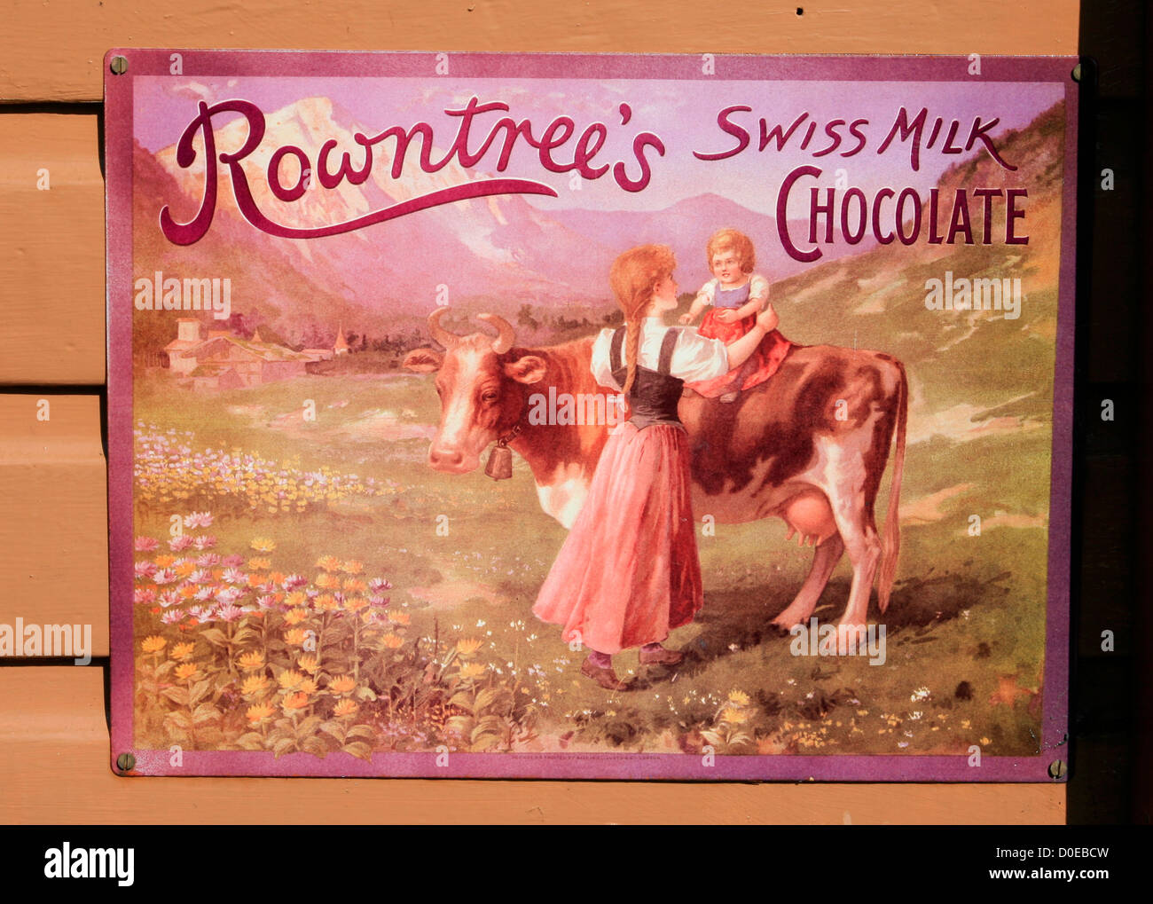 Rowntree des Schweizer Milchschokolade Werbung Severn Valley Railway Hampton Loade Shropshire England UK Stockfoto