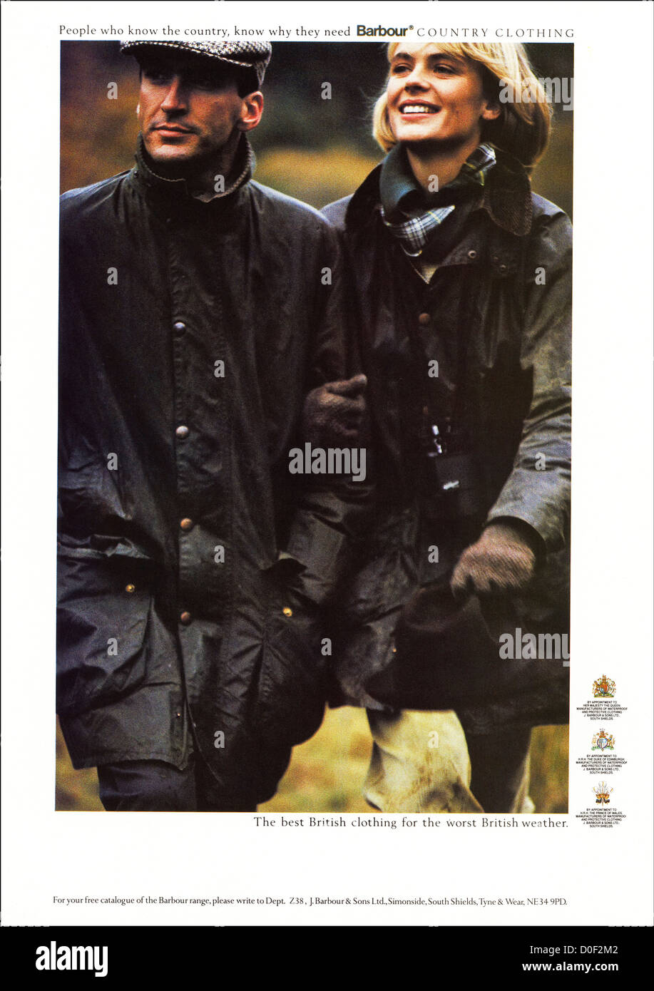 Original der 1980er Jahre Printwerbung aus englischen Verbraucher Magazin Werbung  Barbour Land Kleidung Stockfotografie - Alamy