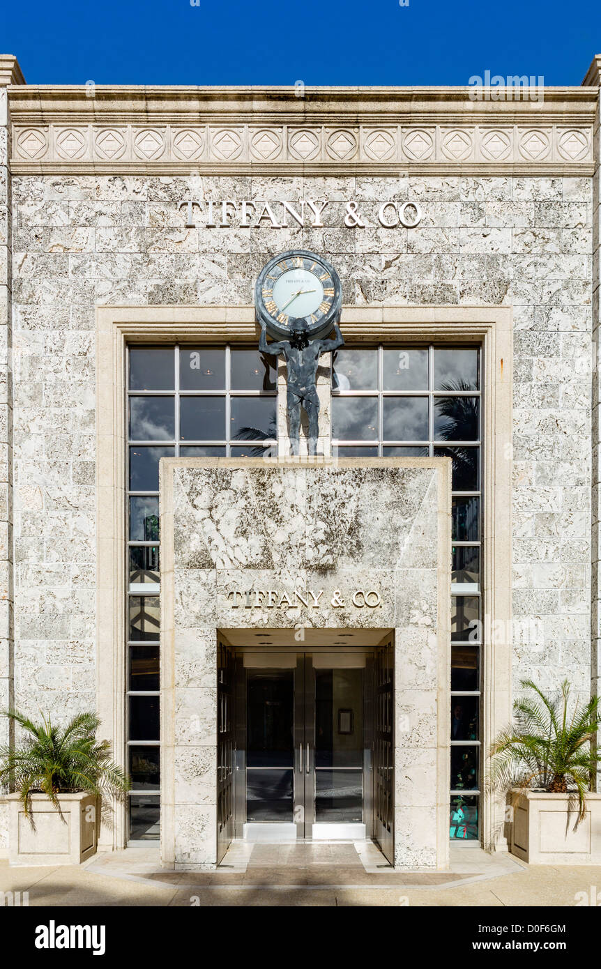 Juwelier Tiffany & Co auf Worth Avenue, Palm Beach County, Treasure Coast, Florida, USA Stockfoto