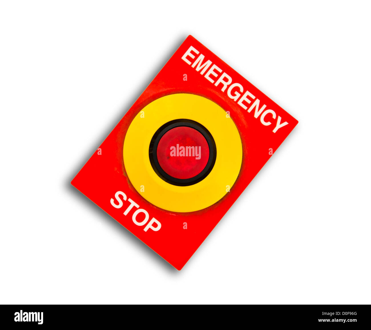 Notfall- und Stop isoliert auf weißem Hintergrund Stockfoto