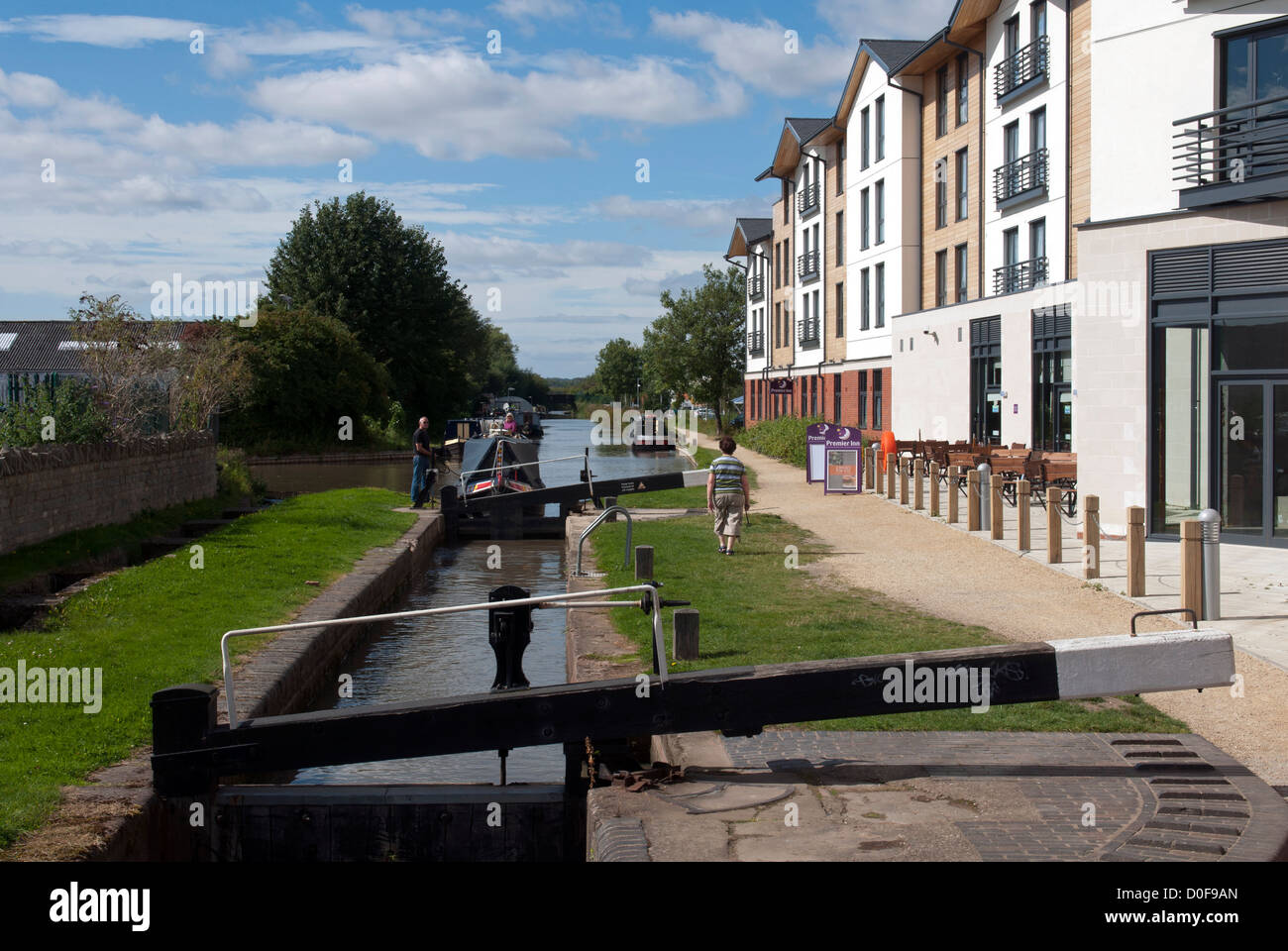 Kanalschleuse und Wasserstraßen Premier Inn, London, UK Stockfoto