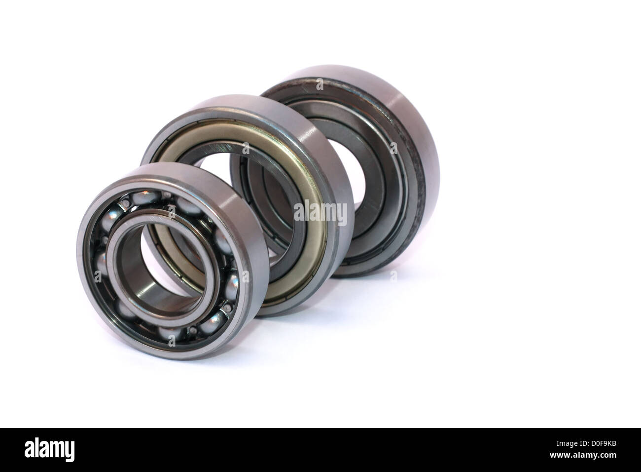 Drei Kugellager bestellt isolierten auf weißen Hintergrund Stockfoto