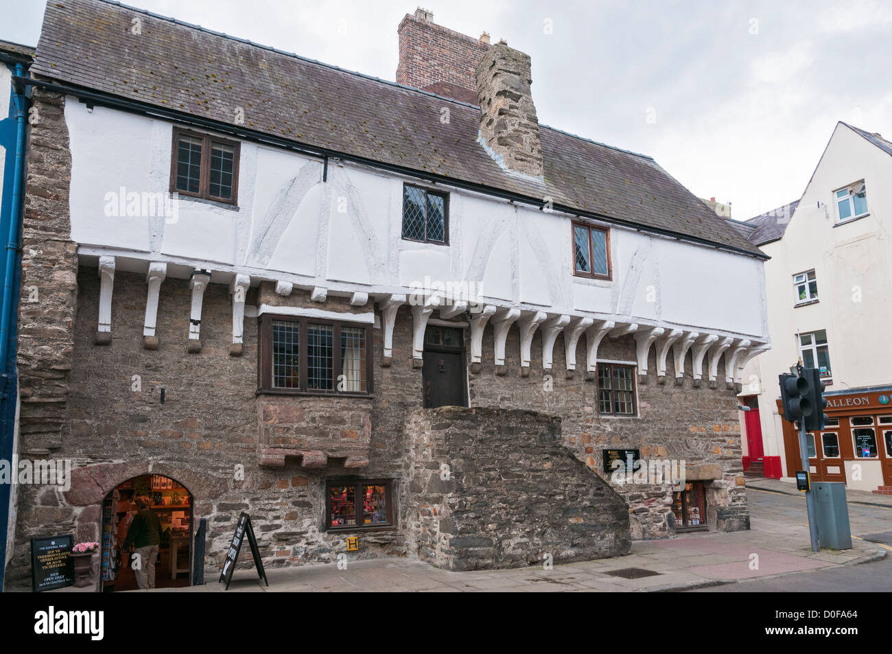 Wales, Conwy, Aberconwy House, älteste Haus in Conwy, ca. 1300 gebaut Stockfoto