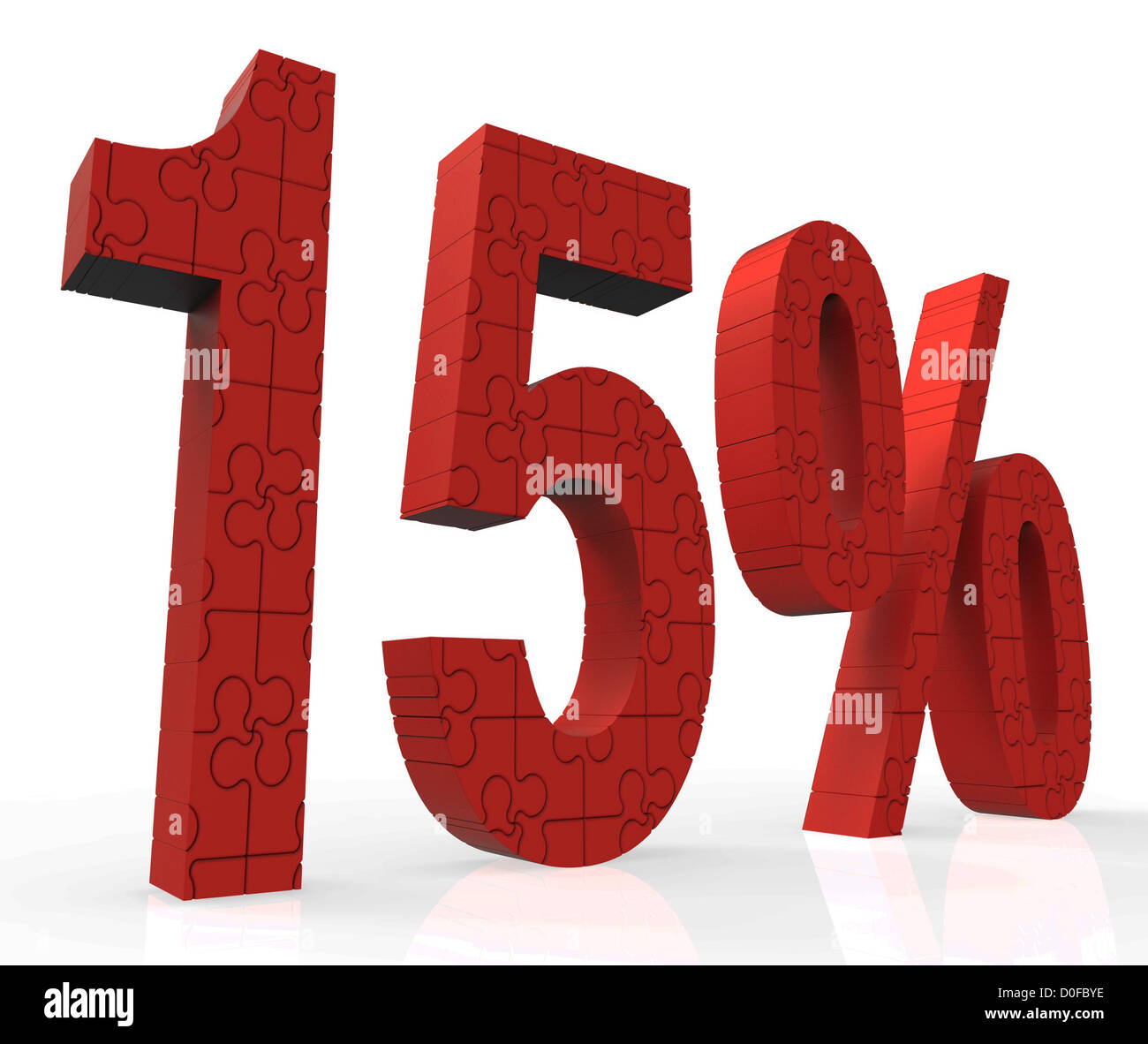 15 % Puzzle zeigen Verkaufsangebote und Bonus-Preise Stockfoto