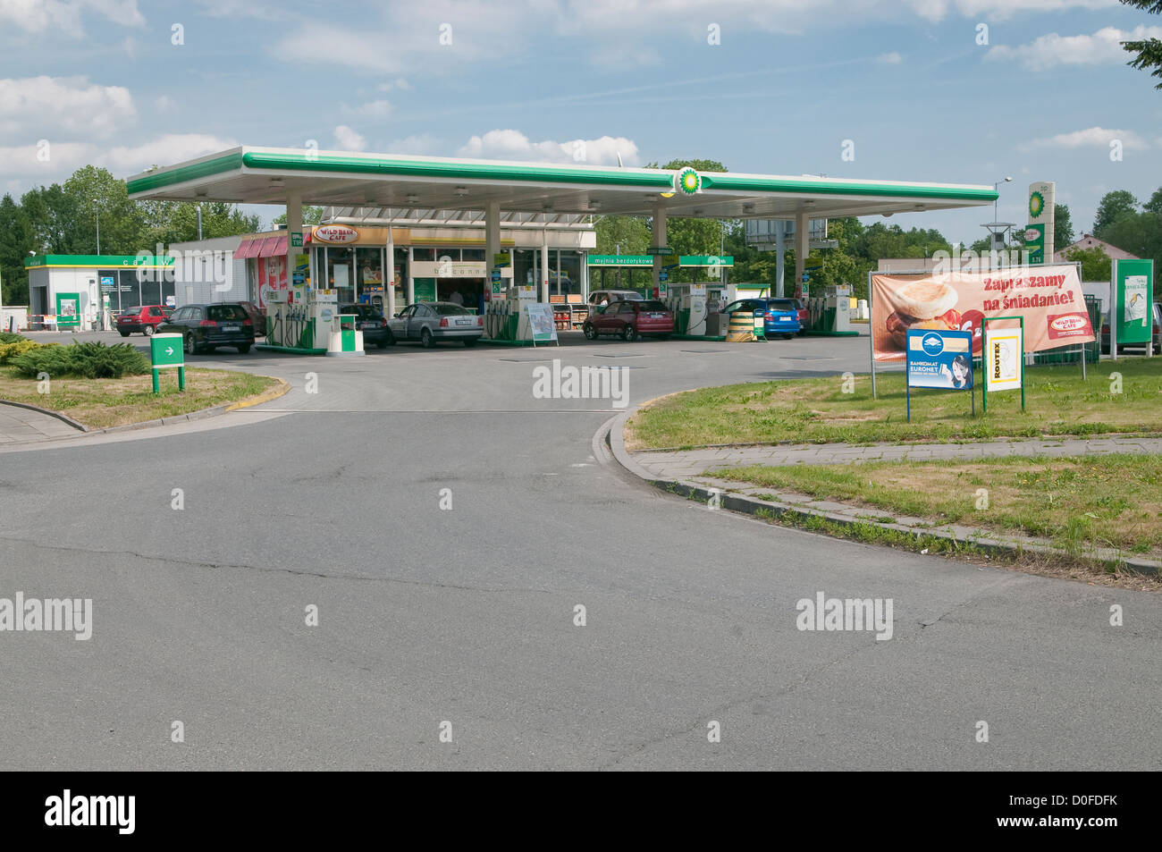 BP-Tankstelle in Wadowice, Polen. Stockfoto