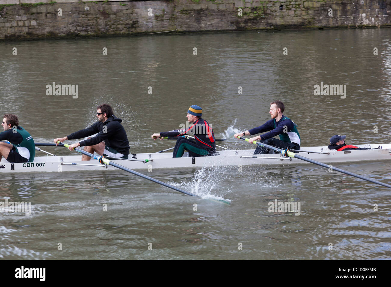 Männer Vierer vier Rudern in den Kopf des Flusses Race, Bristol, Februar 2012. Stockfoto