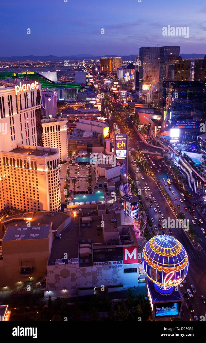 Las Vegas Boulevard in der Nacht, Las Vegas Stockfoto
