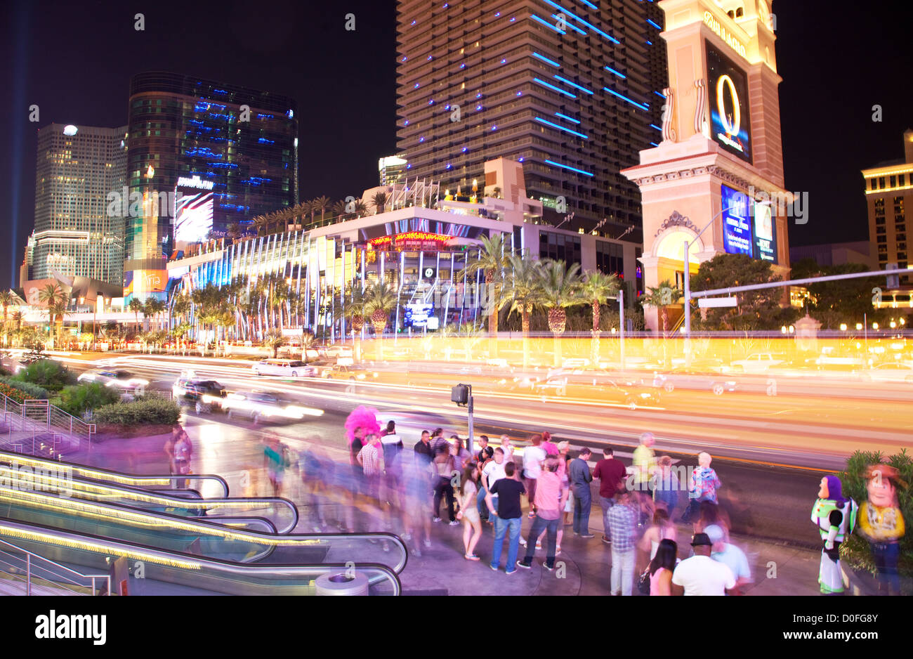 Las Vegas Boulevard in der Nacht, Las Vegas Stockfoto