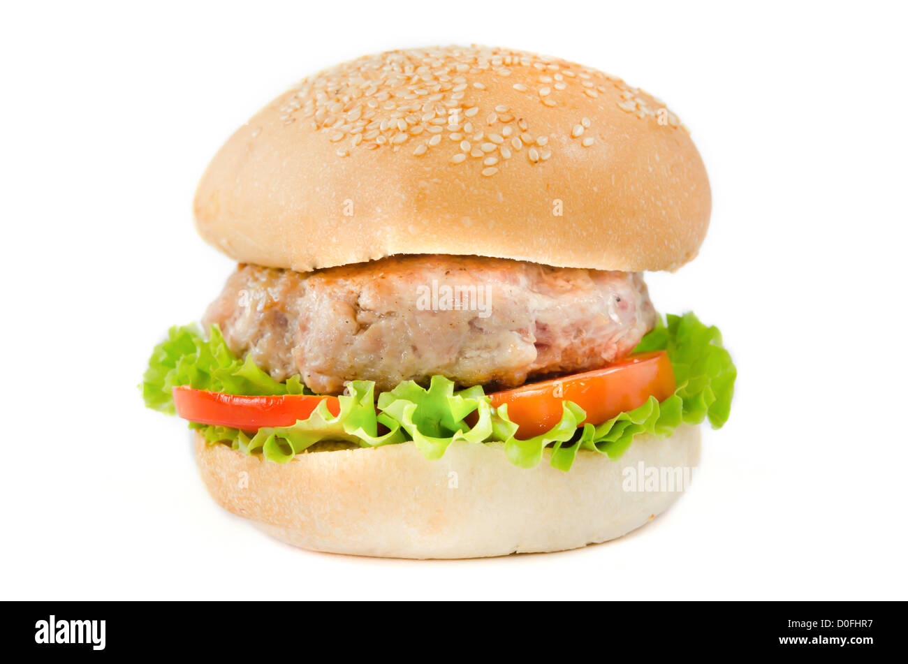 Großen Hamburger auf weißem Hintergrund Stockfoto
