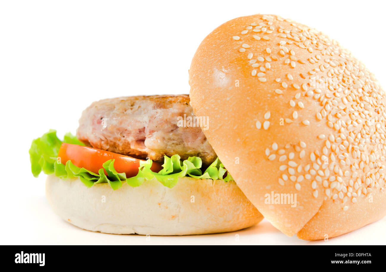 Hamburger auf weißem Hintergrund, Fast-food Stockfoto