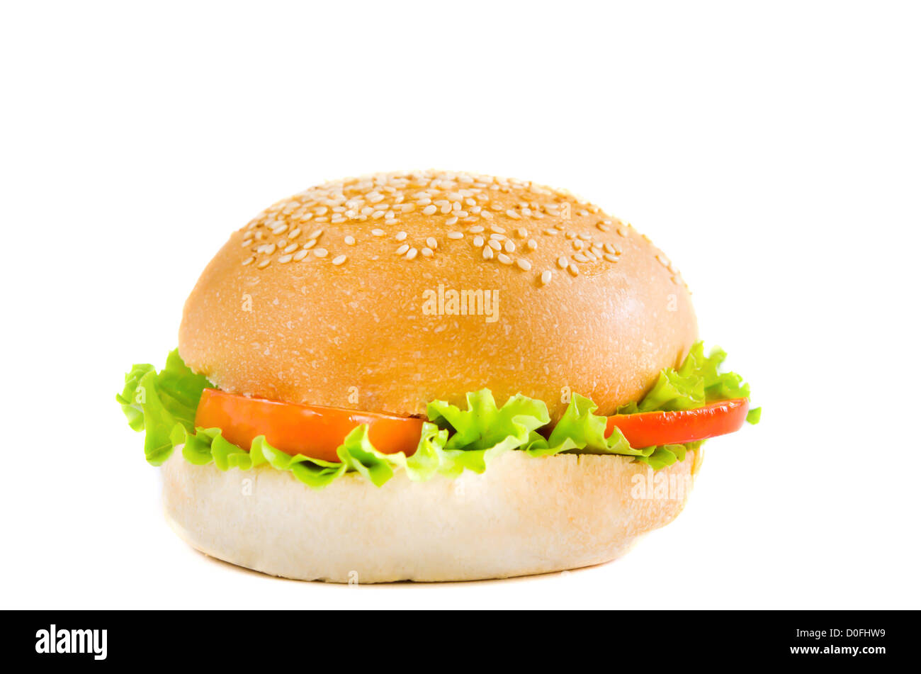 Hamburger, Brötchen und frischen Salat und Tomaten, kein Fleisch Stockfoto