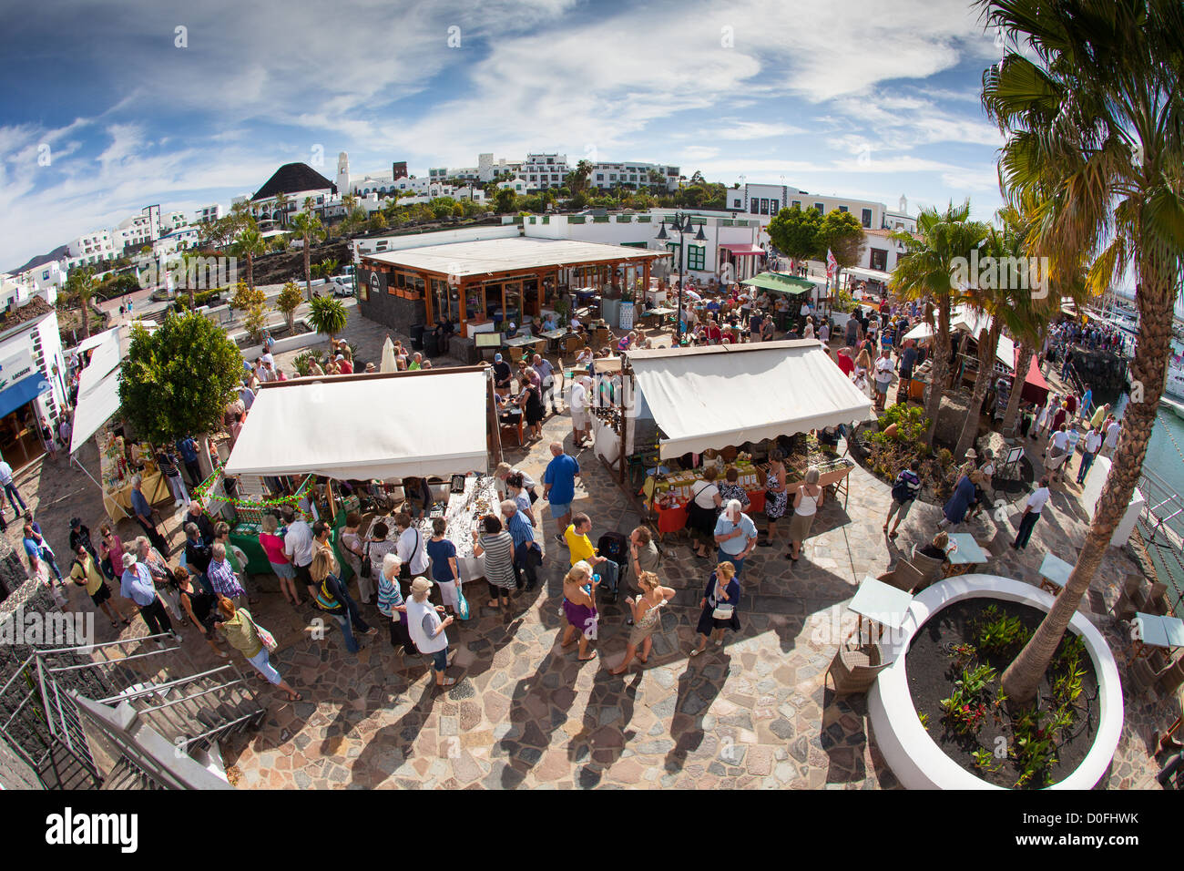 Marina Rubicon Straßenmarkt auf der Insel Lanzarote Urlaub Stockfoto