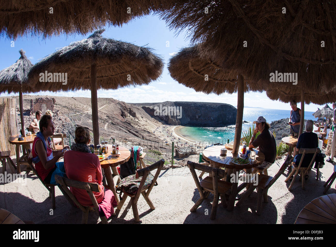 Playa de Papagayo, Lanzarote Restuarante Kiosko Las Arenas, Restaurant, Stockfoto