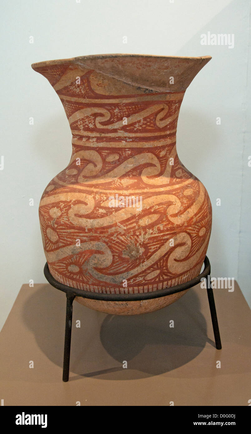 Bemalte Keramik Steingut Vase Ban Chiang Zeit 300 v. Chr. - 200 n. Chr. Museum Thailand Bangkok Stockfoto