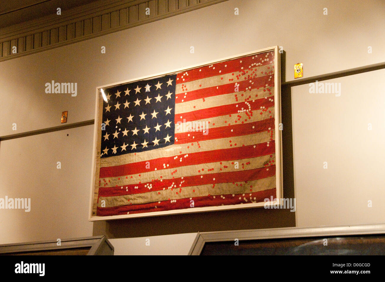 USA, Indiana, Indianapolis, Indiana War Memorial, regimental Flag vom Bürgerkrieg Stockfoto