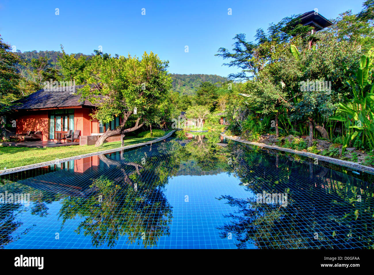 Sibsan Resort & Spa (ehemals Rawee Waree Resort), Mae Taeng Fluss, Chiang Mai Stockfoto