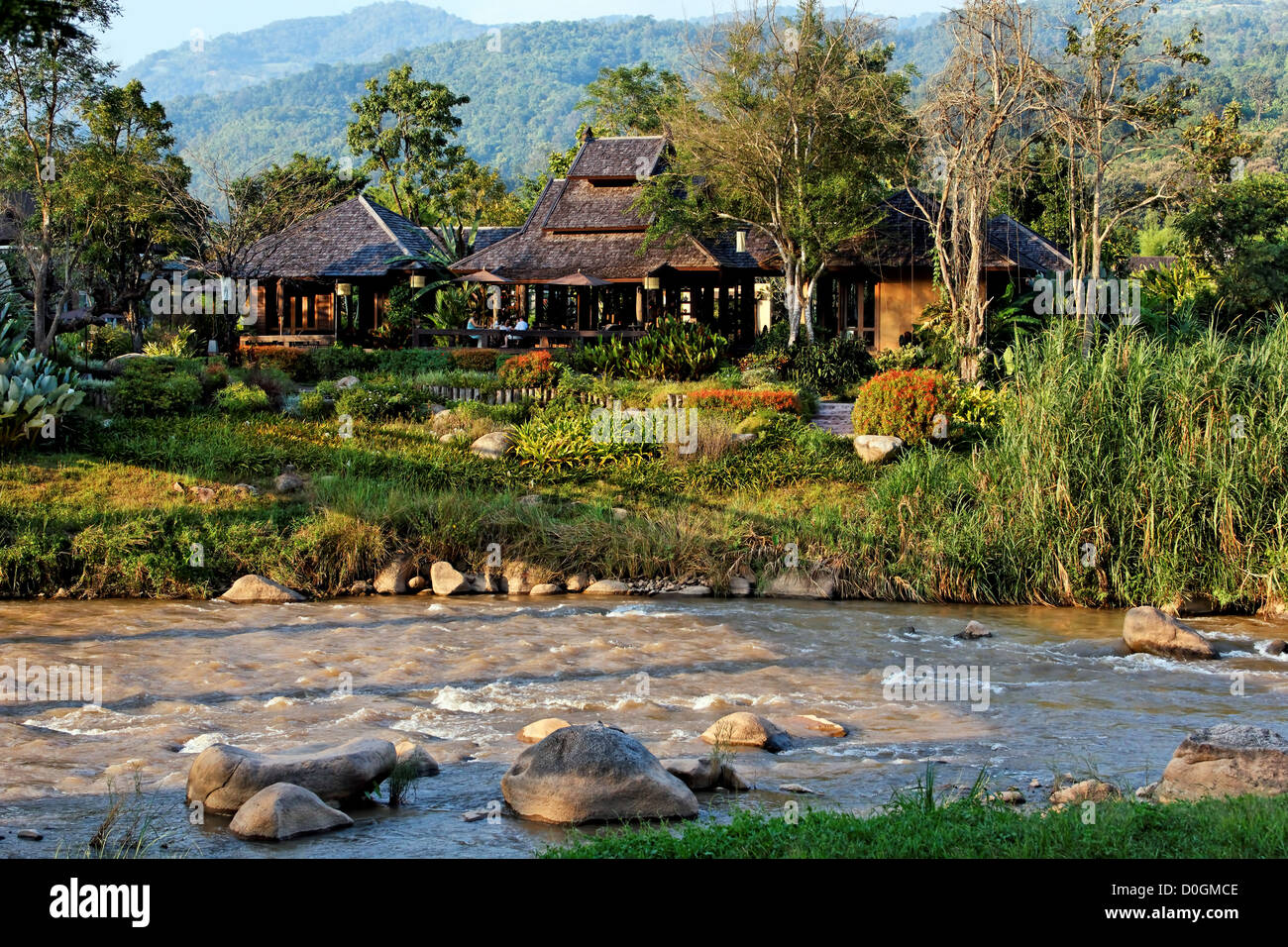 Sibsan Resort & Spa (ehemals Rawee Waree Resort), Mae Taeng Fluss, Chiang Mai Stockfoto
