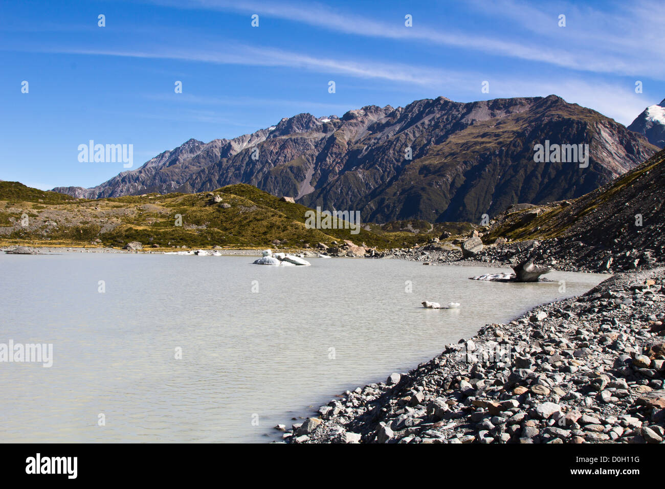 Hooker Valley Lake, New Zealand Stockfoto