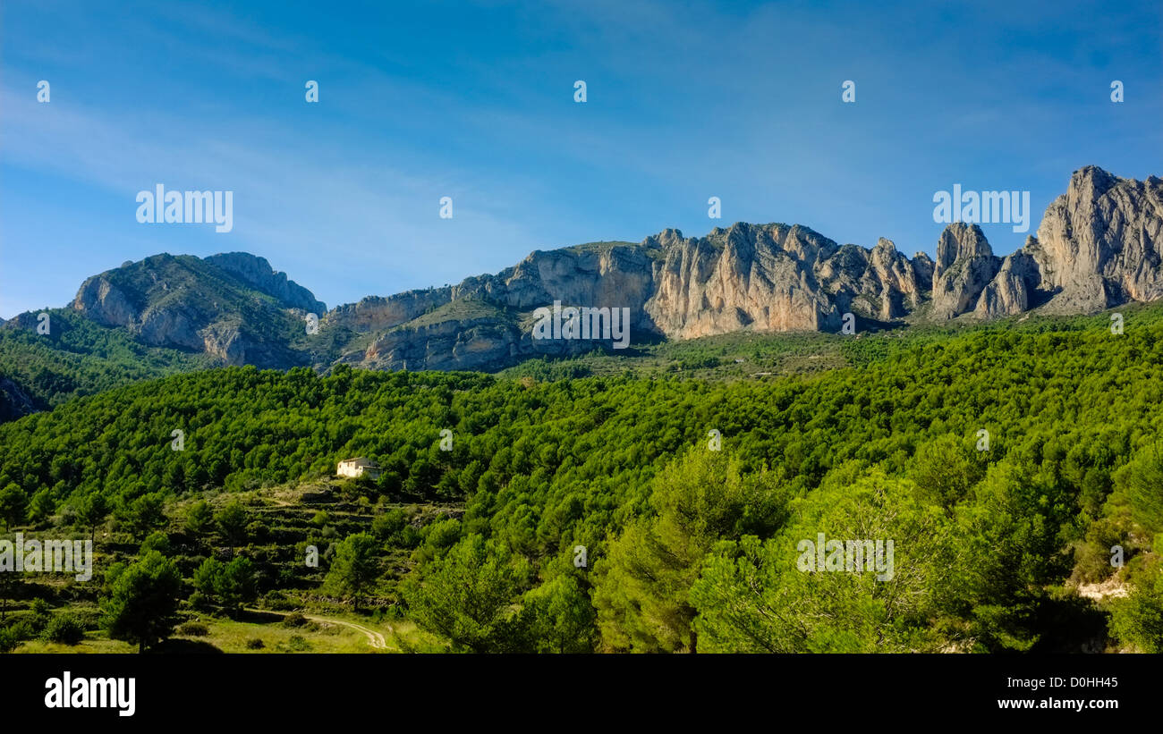 Auf den Puig Campana-Bergkette in Spanien Stockfoto