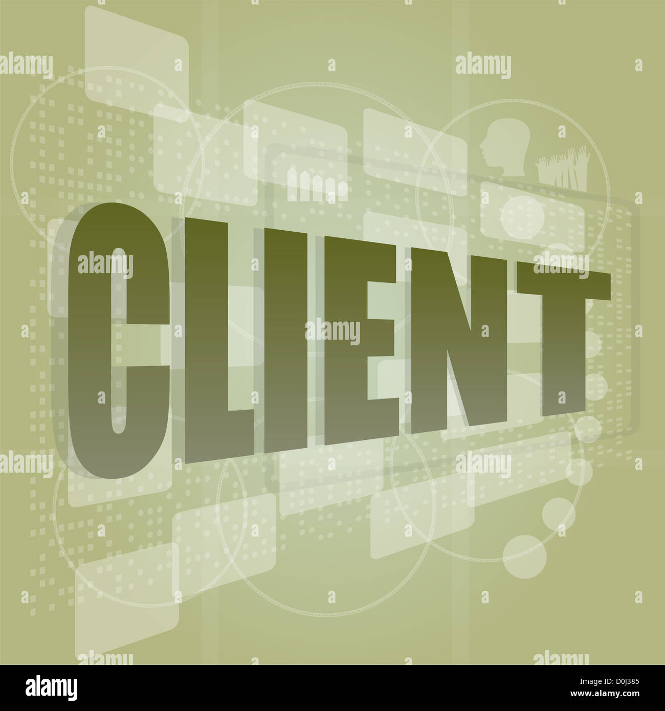 Wörter-Client auf dem digitalen Bildschirm, Business-Konzept Stockfoto