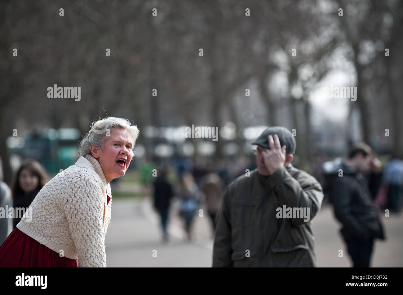 Eine Frau, die anlässlich der Speakers Corner im Hyde Park in London. Stockfoto