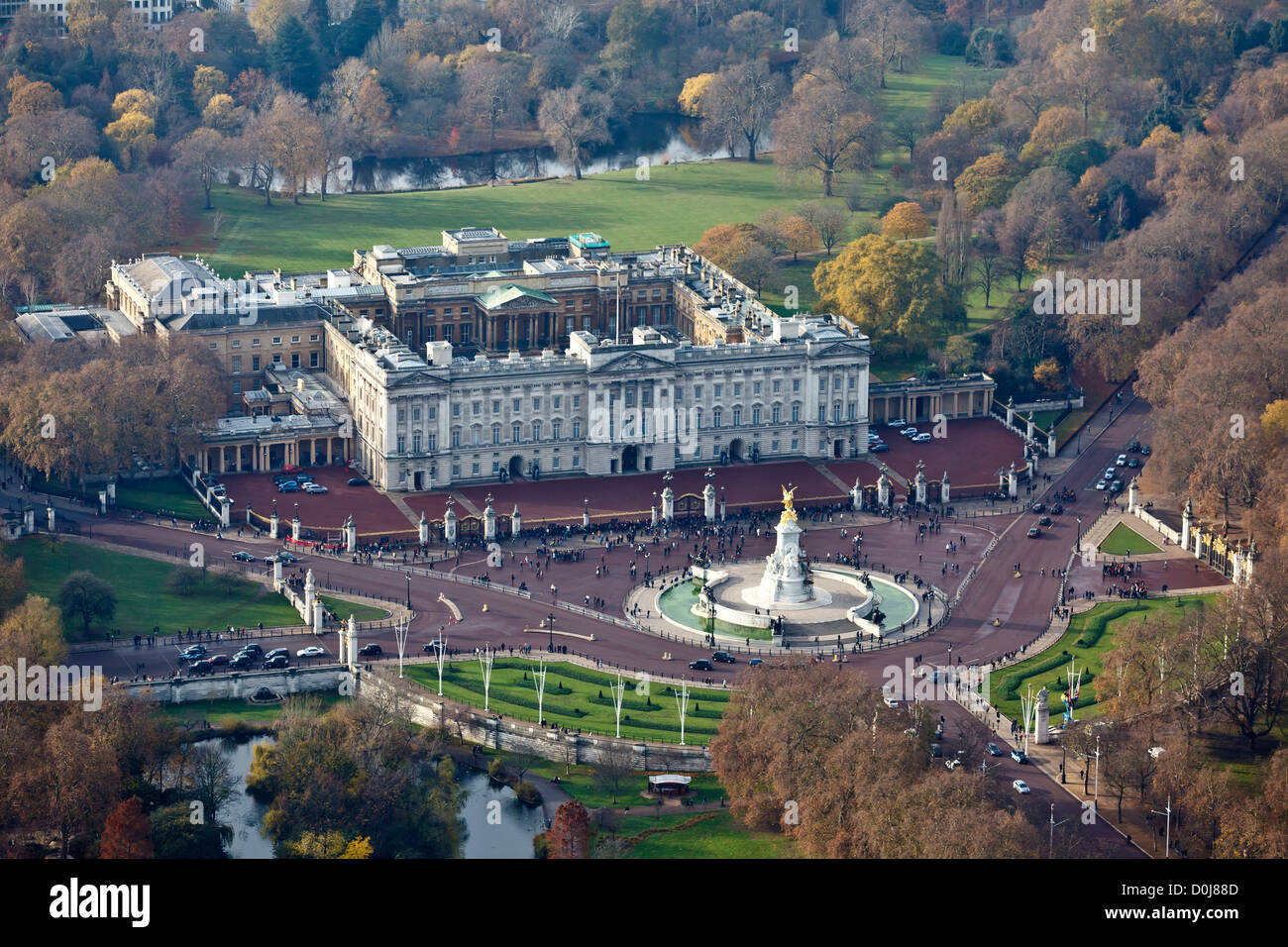 Luftaufnahme des Buckingham Palace in London. Stockfoto
