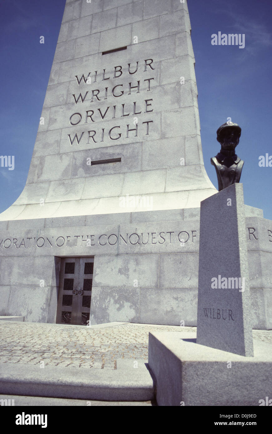 Das Denkmal von Wilbur Wright in Kitty Hawk, North Carolina, USA. Stockfoto