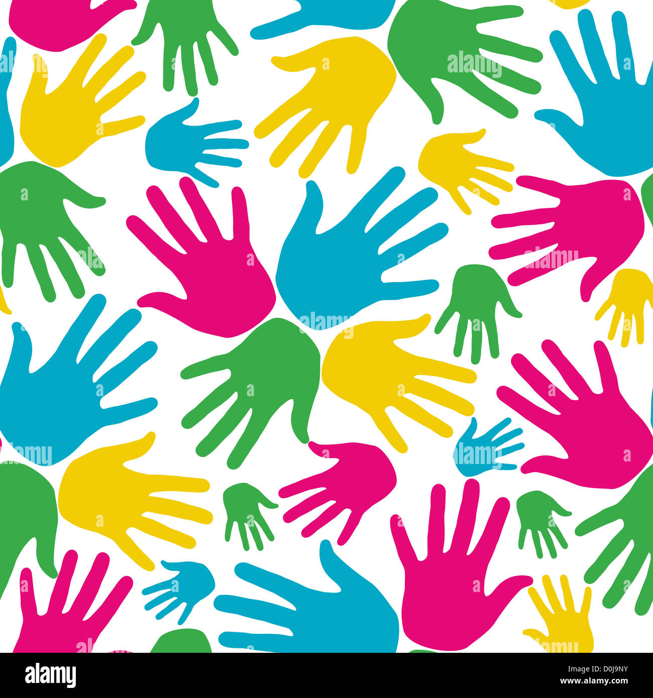 Soziale Vielfalt Knallfarben Händen Muster. Vektor-Datei für die einfache Manipulation und benutzerdefinierte Färbung geschichtet Stockfoto