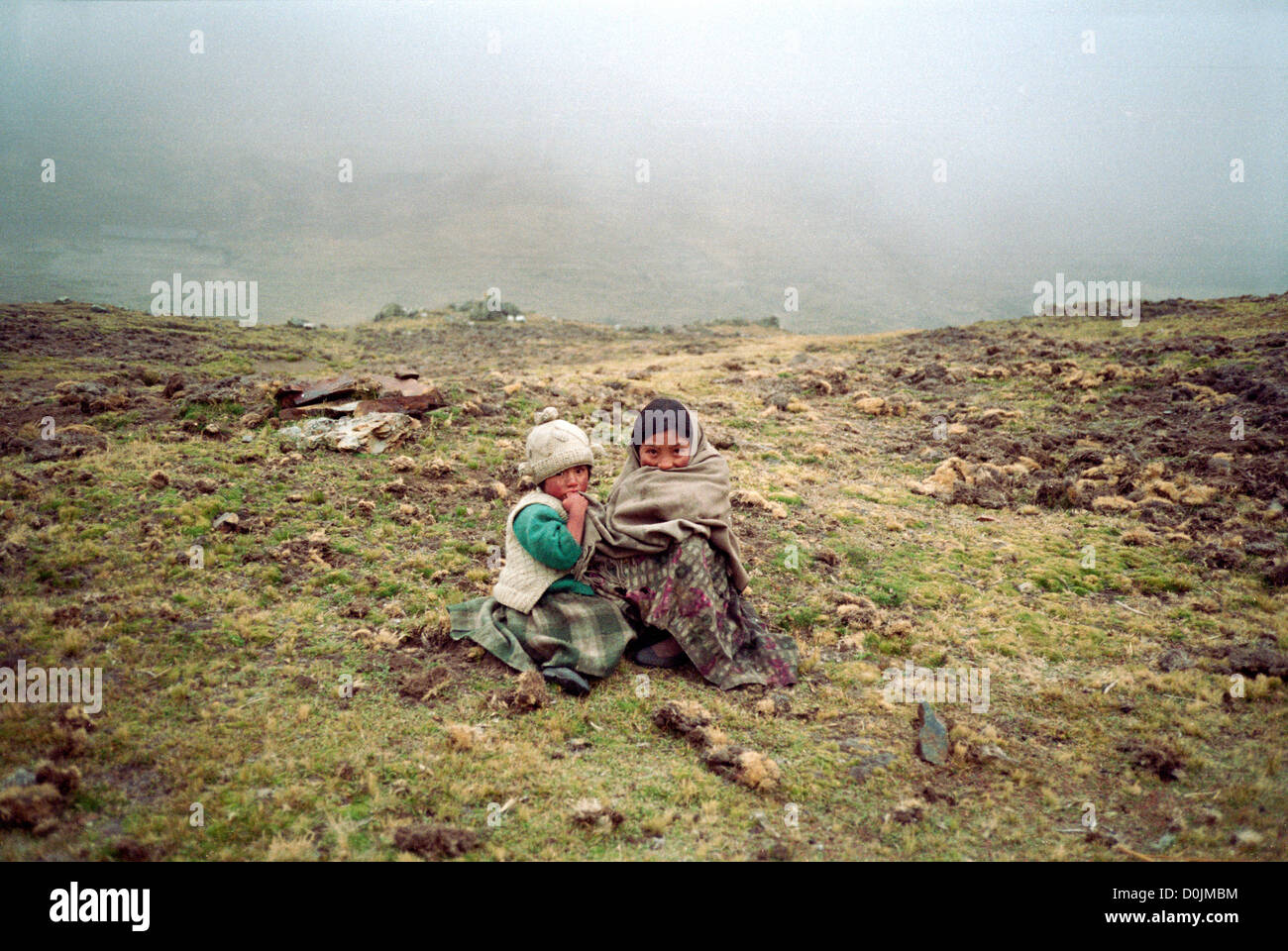Kinder in der Cordillera Real Stockfoto