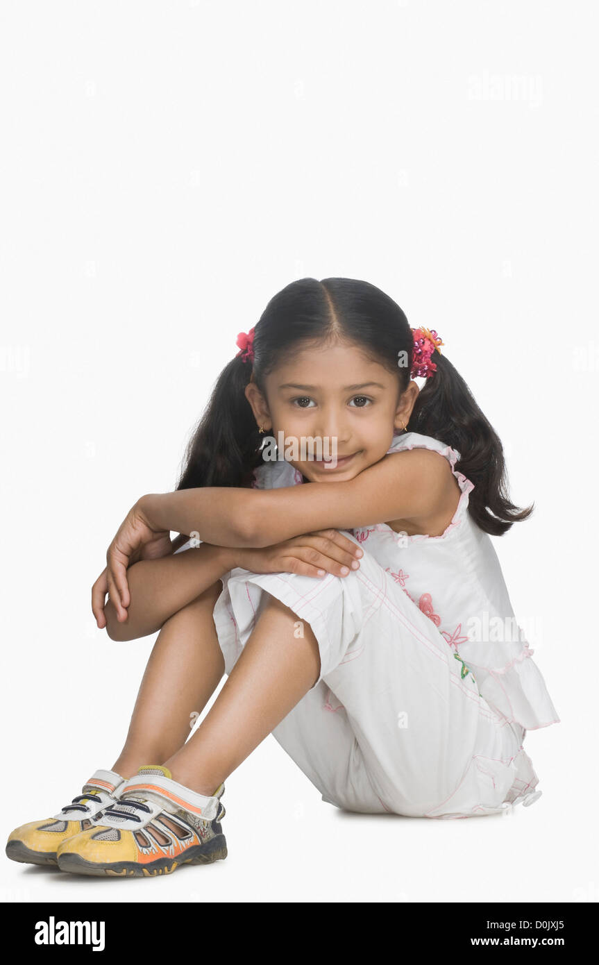 Porträt eines Mädchens Grinsen Stockfoto