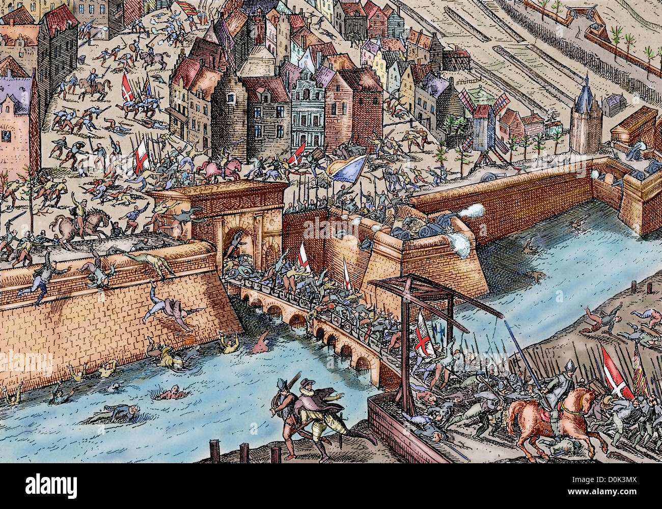 Achtzigjährigen Krieg (1568-1648). Plünderung Antwerpen (4 November 1576) von spanischen Tercios während der Herrschaft von Philipp II. von Spanien. Stockfoto