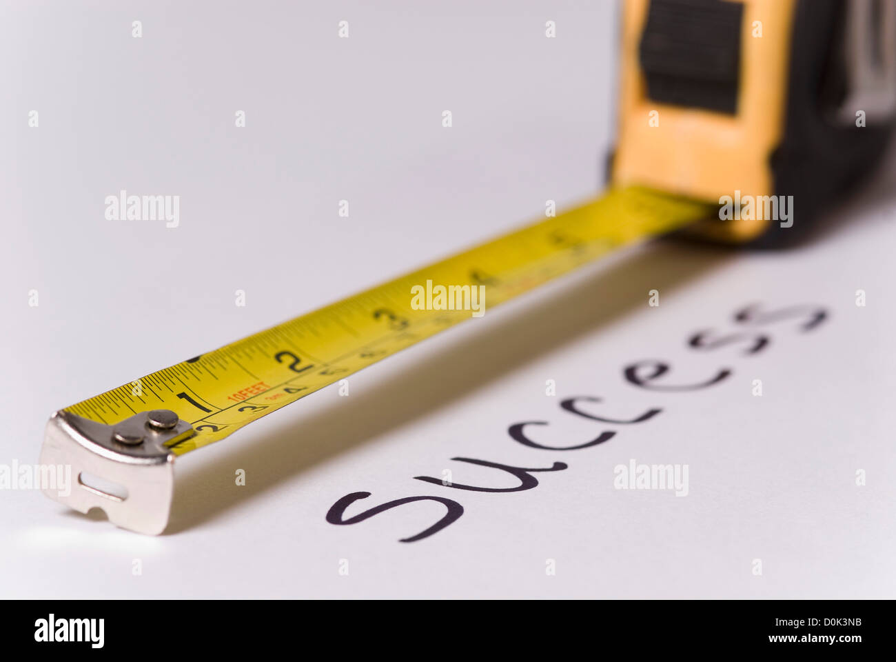 Maßband Text Erfolgsmessung Stockfoto