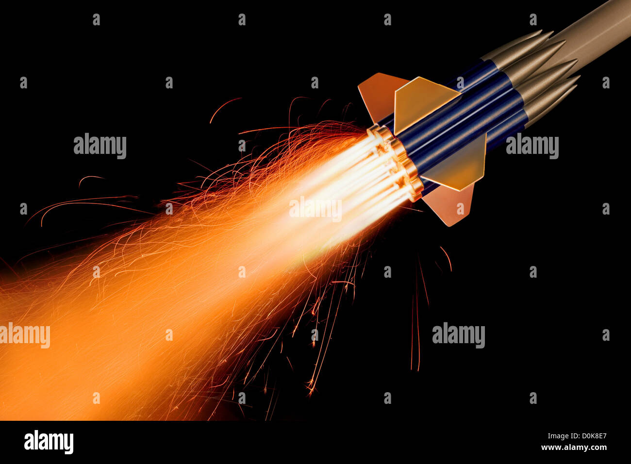 Raketenmotor Test abfeuern Stockfoto